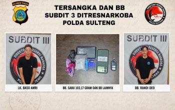 Bawa Sabu 103 Gram, Dua Pria Diamankan Tim Ditresnarkoba Polda Sulteng di Tondo